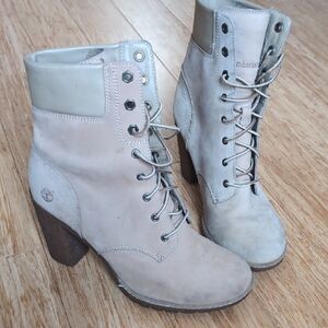 Timberland Women's Cream Lace-Up Boots